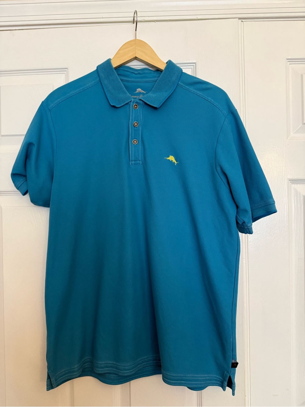Men's Teal  Polo Shirt with Embroidered Marlin